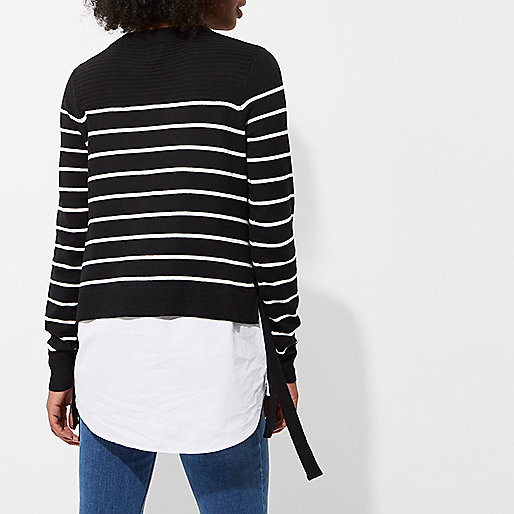river island fur heels,Riv3R Island Black stripe knit tie side layered sweater Sweaters Knitwear women river island fur heels,Riv3R Island Black stripe knit tie side layered sweater Sweaters Knitwear women