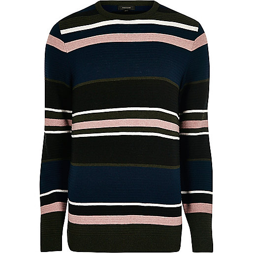 jacques-vertuk Black stripe slim fit sweater 300231 men Jumpers / Cardigans