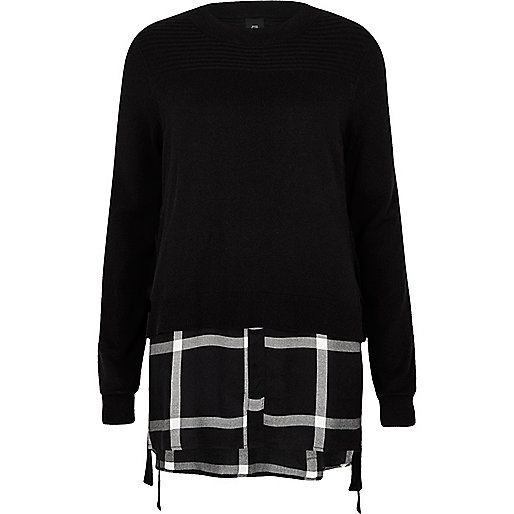 jacques-vertuk Black tie side sweater check shirt underlay 704891 women Knitwear Jumpers
