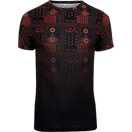 jacques-vertuk Black tile print fade muscle fit T-shirt 304236 men T-Shirts / Vests T-shirts jacques-vertuk Black tile print fade muscle fit T-shirt 304236 men T-Shirts / Vests T-shirts
