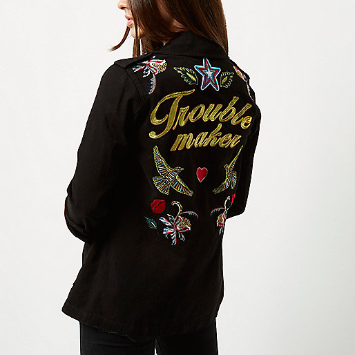river island red dress asos,Ri9Ver Island Black troublemaker print army jacket Coats / Jackets Sale women river island red dress asos,Ri9Ver Island Black troublemaker print army jacket Coats / Jackets Sale women