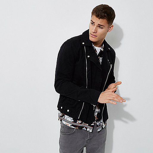 jacques-vertuk Black woven biker jacket 299788 men Coats / Jackets