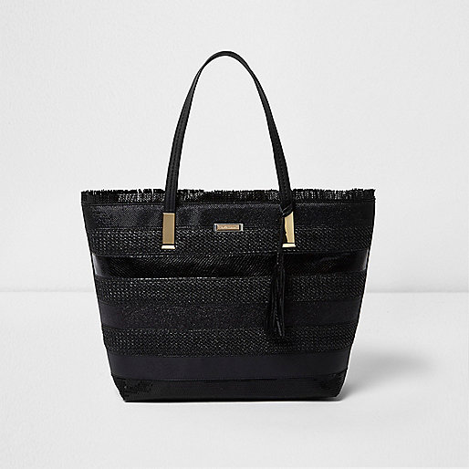 jacques-vertuk Black woven stripe beach tote bag 706832 women Bags / Purses Shopper & Tote Bags jacques-vertuk Black woven stripe beach tote bag 706832 women Bags / Purses Shopper & Tote Bags