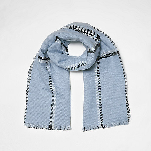 jacques-vertuk Blue check double-sided scarf 707265 women Accessories Scarves