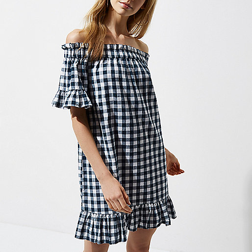 weekend bag women s river island,jacques-vertuk Outlet Blue gingham frill bardot swing dress women 705583