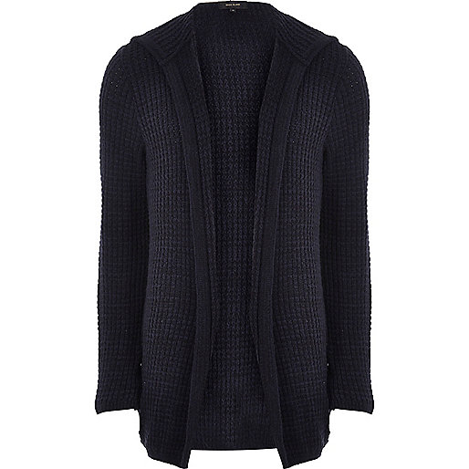jacques-vertuk Blue knit open hooded longline cardigan 299930 men Jumpers / Cardigans