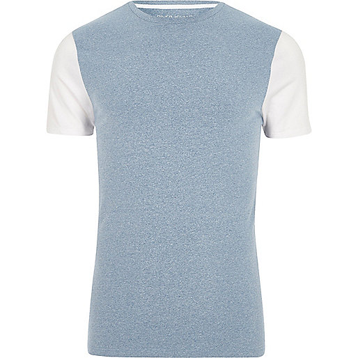 jacques-vertuk Blue muscle fit color block sleeve T-shirt 301139 men T-Shirts / Vests T-shirts jacques-vertuk Blue muscle fit color block sleeve T-shirt 301139 men T-Shirts / Vests T-shirts