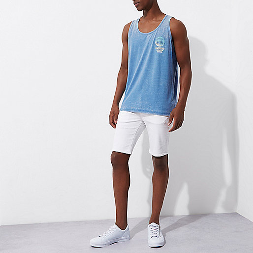 river island molly jeans ebay,jacques-vertuk 1 Blue  New World  print tank Tanks T-Shirts / Tanks men