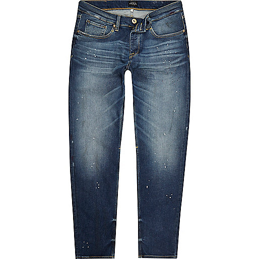 jacques-vertuk Blue paint splatter Jimmy slim tapered jeans 297245 men RI Limited Edition jacques-vertuk Blue paint splatter Jimmy slim tapered jeans 297245 men RI Limited Edition
