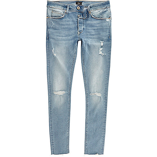 jacques-vertuk Blue ripped Danny super skinny jeans 302253 men Jeans Skinny Jeans