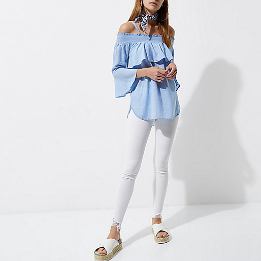 blue river island heels,jacques-vertuk In Euro Blue shirred bardot frill top Tops Sale women blue river island heels,jacques-vertuk In Euro Blue shirred bardot frill top Tops Sale women