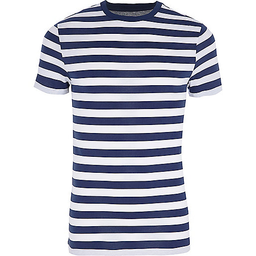 jacques-vertuk Blue stripe muscle fit crew neck T-shirt 303015 men T-Shirts / Vests T-shirts jacques-vertuk Blue stripe muscle fit crew neck T-shirt 303015 men T-Shirts / Vests T-shirts