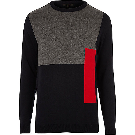 jacques-vertuk Bright red block slim fit sweater 299628 men Jumpers / Cardigans