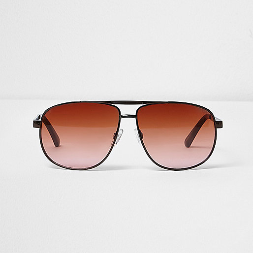 jacques-vertuk Brown orange lens aviator sunglasses 298591 men Sunglasses Aviator Sunglasses