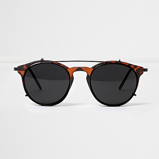 jacques-vertuk Brown S/G Dark Double Lense Round 301985 men Sunglasses Retro Sunglasses