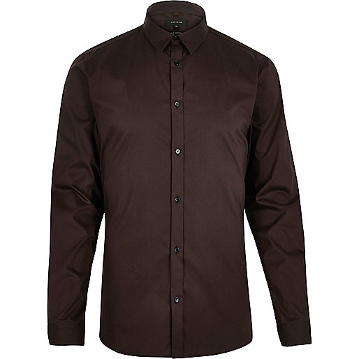 jacques-vertuk Brown stretch long sleeve slim shirt 291090 men Shirts