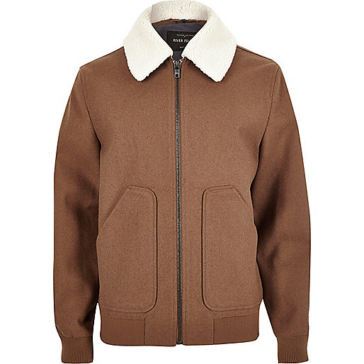 jacques-vertuk Brown wool blend fleece collar jacket 295129 men Coats / Jackets