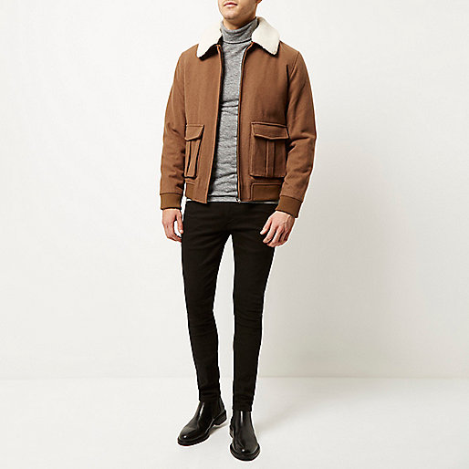 river island sofia richie,jacques-vertuk Ireland Brown wool-blend harrington jacket men 287391 river island sofia richie,jacques-vertuk Ireland Brown wool-blend harrington jacket men 287391