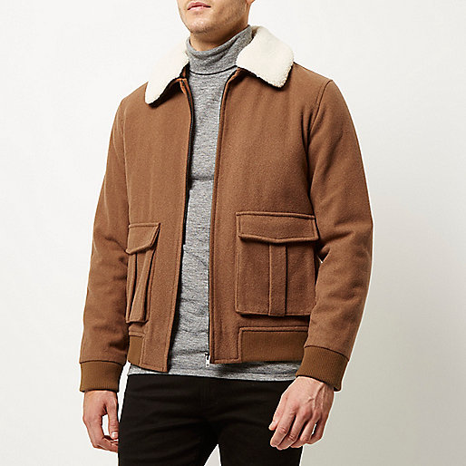 river island sofia richie,jacques-vertuk Ireland Brown wool-blend harrington jacket men 287391 river island sofia richie,jacques-vertuk Ireland Brown wool-blend harrington jacket men 287391