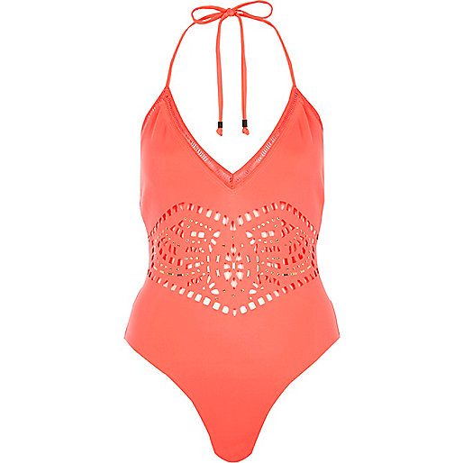 river islandbag,jacques-vertuk New Arrivals Coral laser cut studded halter neck swimsuit Swimsuits Swimwear / Beachwear women river islandbag,jacques-vertuk New Arrivals Coral laser cut studded halter neck swimsuit Swimsuits Swimwear / Beachwear women