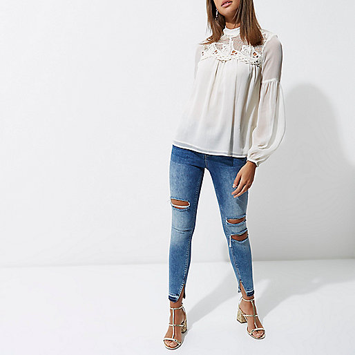river island one for all,jacques-vertuk UK Cream cutwork bell sleeve blouse women 695940 river island one for all,jacques-vertuk UK Cream cutwork bell sleeve blouse women 695940
