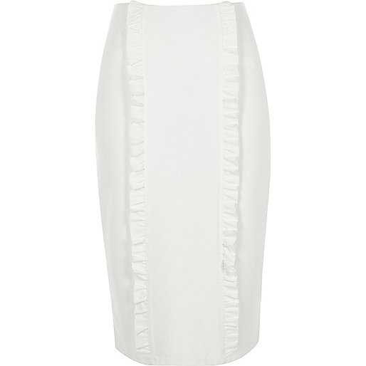 jacques-vertuk Cream double frill panel jersey pencil skirt 709668 women Skirts Midi Skirts jacques-vertuk Cream double frill panel jersey pencil skirt 709668 women Skirts Midi Skirts