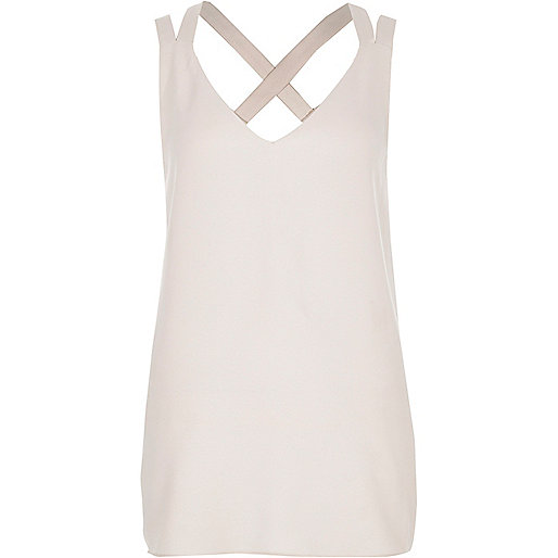 jacques-vertuk Cream double strap cross back tank 708339 women Tops Cami / Sleeveless Tops jacques-vertuk Cream double strap cross back tank 708339 women Tops Cami / Sleeveless Tops