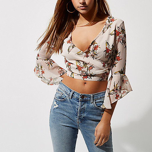 river island trench coat with writing,jacques-vertuk Brown Skirt Cream floral print wrap frill sleeve crop top Crop Tops / Bralets Tops women river island trench coat with writing,jacques-vertuk Brown Skirt Cream floral print wrap frill sleeve crop top Crop Tops / Bralets Tops women