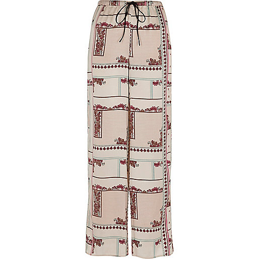 jacques-vertuk Cream floral wide leg palazzo pajama pants 700631 women Nightwear & Slippers Pyjamas & Loungewear