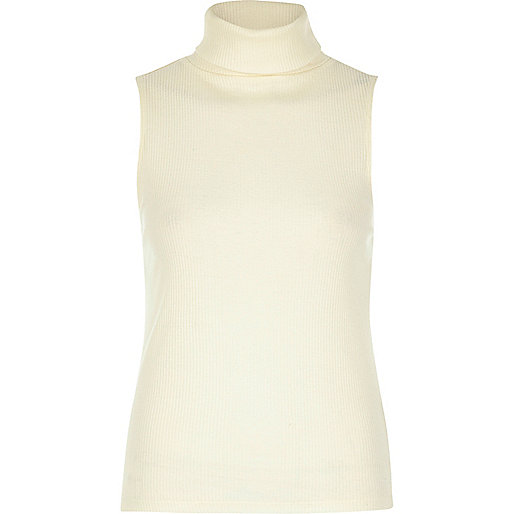 jacques-vertuk Cream ribbed turtleneck top 690755 women T-Shirts & Vests