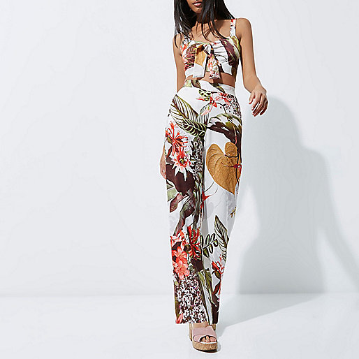 river island winter jacket,jacques-vertuk London Cream tropical print wide leg pants women 703102 river island winter jacket,jacques-vertuk London Cream tropical print wide leg pants women 703102