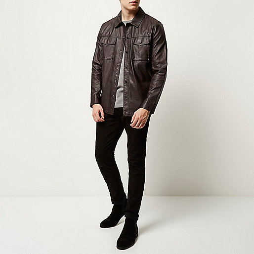 river island kimono dress,jacques-vertuk UK Dark brown leather look shirt jacket men 289677 river island kimono dress,jacques-vertuk UK Dark brown leather look shirt jacket men 289677