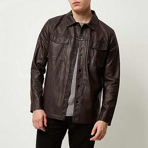 river island kimono dress,jacques-vertuk UK Dark brown leather look shirt jacket men 289677 river island kimono dress,jacques-vertuk UK Dark brown leather look shirt jacket men 289677