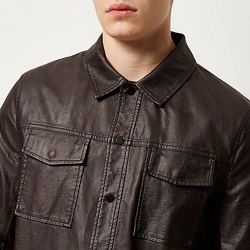 river island kimono dress,jacques-vertuk UK Dark brown leather look shirt jacket men 289677 river island kimono dress,jacques-vertuk UK Dark brown leather look shirt jacket men 289677