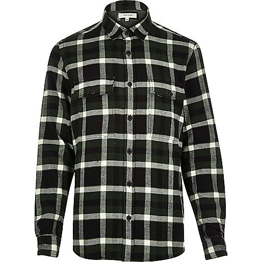 jacques-vertuk Dark green check flannel shirt 289074 men Shirts