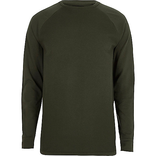 jacques-vertuk Dark green waffle slim fit raglan sleeve top 302821 men T-Shirts / Vests Long Sleeve T-Shirts jacques-vertuk Dark green waffle slim fit raglan sleeve top 302821 men T-Shirts / Vests Long Sleeve T-Shirts