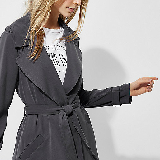river island black pinafore,River I9Sland Dark grey belted duster trench coat Coats Coats / Jackets women river island black pinafore,River I9Sland Dark grey belted duster trench coat Coats Coats / Jackets women