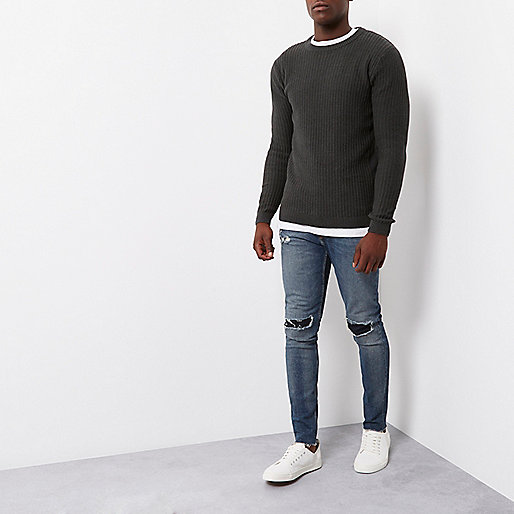 river island combat trousers,jacques-vertuk Online Dark grey ribbed slim fit sweater men 294319 river island combat trousers,jacques-vertuk Online Dark grey ribbed slim fit sweater men 294319