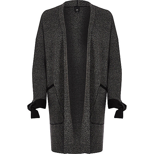 jacques-vertuk Dark grey tie cuff cardigan 705324 women Knitwear Cardigans