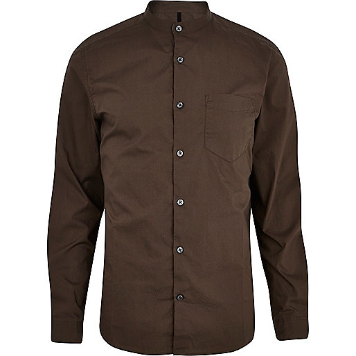 jacques-vertuk Dark khaki long sleeve grandad shirt 280842 men Shirts