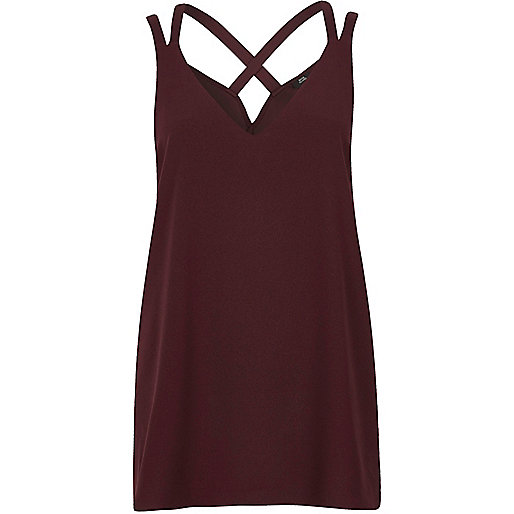 jacques-vertuk Dark red cross back double strap cami top 707582 women Tops Cami / Sleeveless Tops jacques-vertuk Dark red cross back double strap cami top 707582 women Tops Cami / Sleeveless Tops