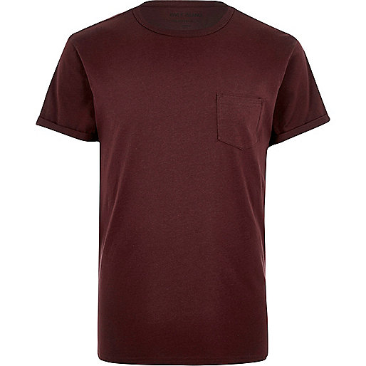 jacques-vertuk Dark red roll sleeve T-shirt 299155 men T-Shirts / Vests T-shirts