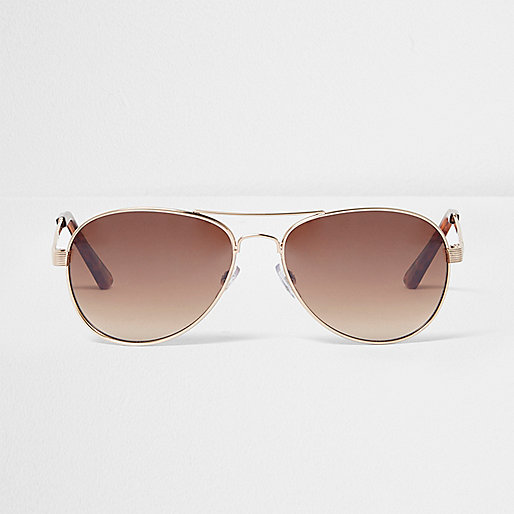jacques-vertuk Gold brown lens aviator sunglasses 695395 women Sunglasses Aviator Sunglasses