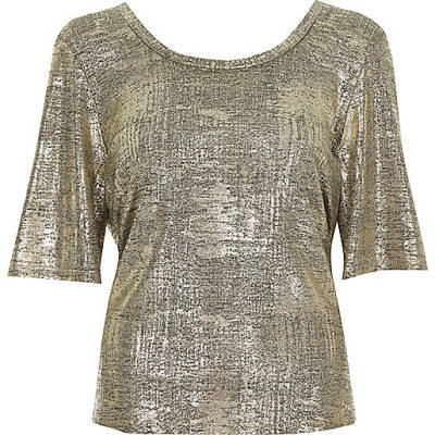 jacques-vertuk Gold metallic foil wrap back T-shirt 705981 women Tops T-Shirts & Vests Plain T-Shirts / Vests jacques-vertuk Gold metallic foil wrap back T-shirt 705981 women Tops T-Shirts & Vests Plain T-Shirts / Vests