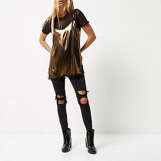 long coat river island,jacques-vertuk Stores Gold metallic lace trim cami top women 695116 long coat river island,jacques-vertuk Stores Gold metallic lace trim cami top women 695116