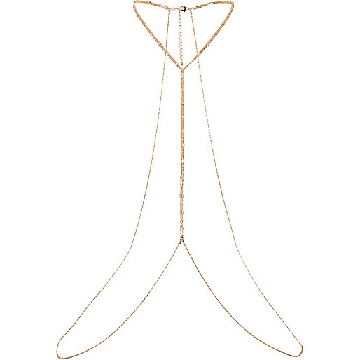 jacques-vertuk Gold tone chain body harness 680143 women Jewellery Body Jewellery & Harnesses