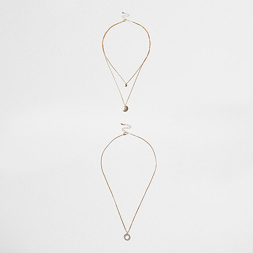 jacques-vertuk Gold tone circle trio necklace set 709901 women Jewellery Necklaces