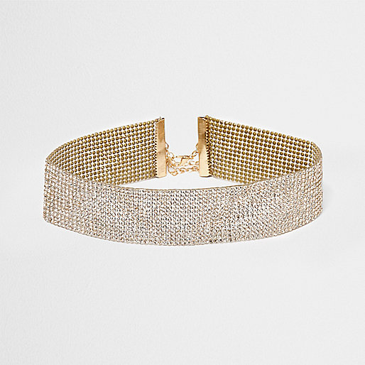 jacques-vertuk Gold tone heat seal studded rhinestone choker 706600 women Jewellery Necklaces jacques-vertuk Gold tone heat seal studded rhinestone choker 706600 women Jewellery Necklaces