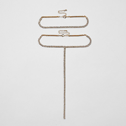 jacques-vertuk Gold tone rhinestone plunge choker pack 705052 women Jewellery Necklaces jacques-vertuk Gold tone rhinestone plunge choker pack 705052 women Jewellery Necklaces