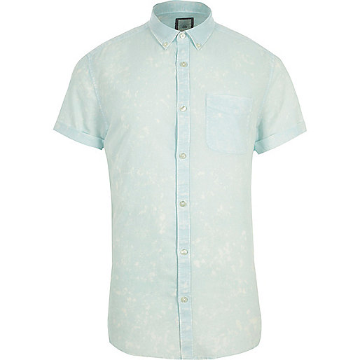 jacques-vertuk Green acid wash slim fit short sleeve shirt 301411 men Shirts Short Sleeve Shirts jacques-vertuk Green acid wash slim fit short sleeve shirt 301411 men Shirts Short Sleeve Shirts